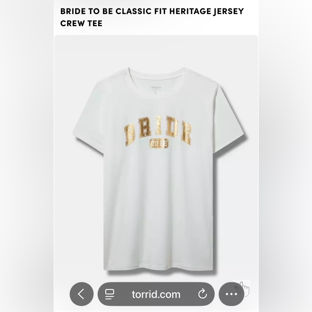 Torrid, “Bride to Be” Classic Fit Heritage Jersey Crew Tee Item 43745803